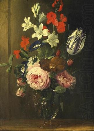 Jan van den Hecke Flower still life in a glass vase oil painting picture